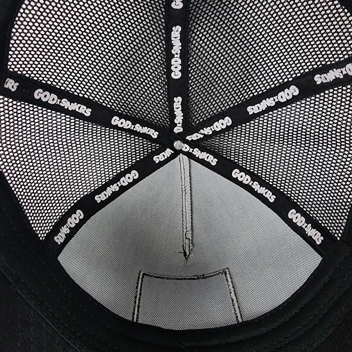 GOD x SNKRS Black on Black Crown of Glory Trucker Cap