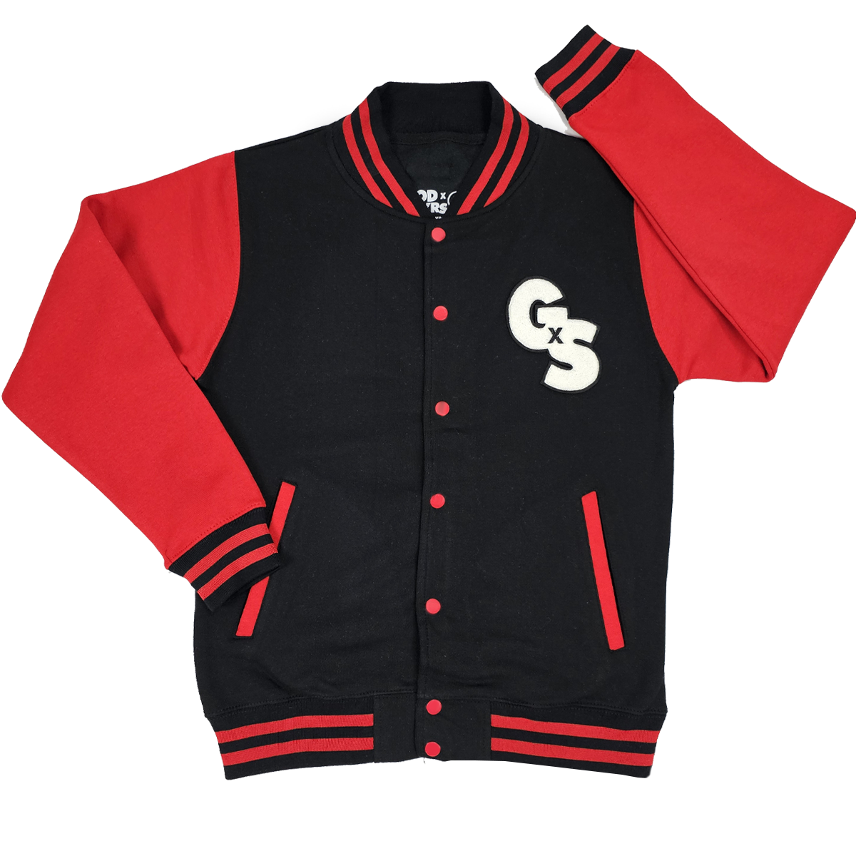 GOD x SNKRS Bred of Heaven Black and Red Chenille Varsity Jacket