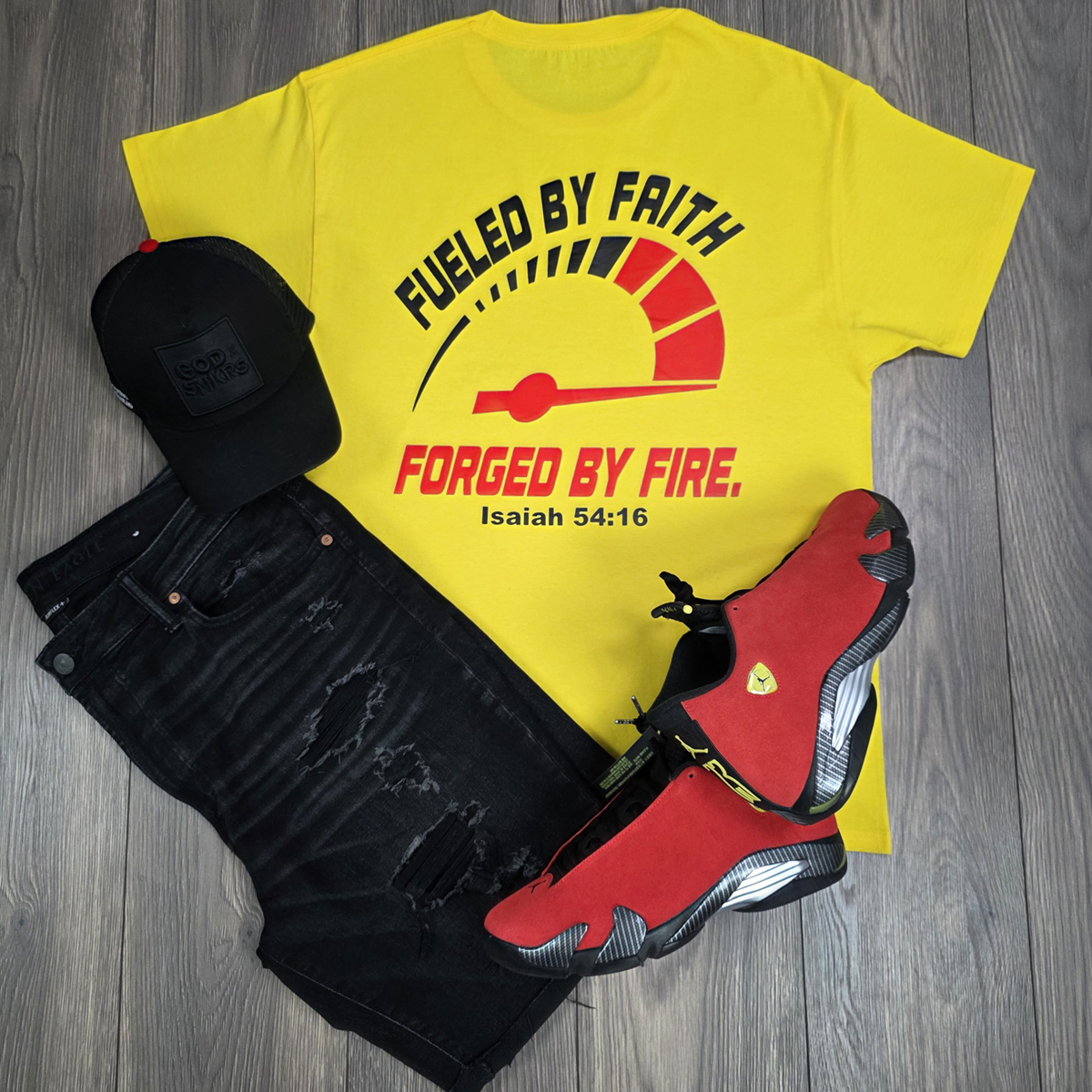 GOD x SNKRS God First. Sneakers Second. Fueled by Faith - Yellow Ferrari