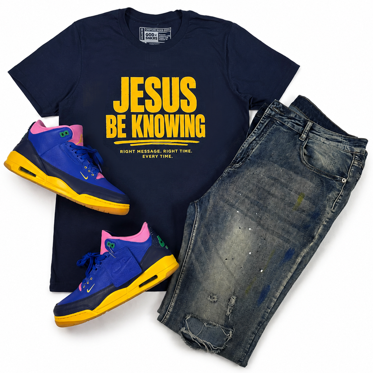 Jesus Be Knowing - Golden Navy
