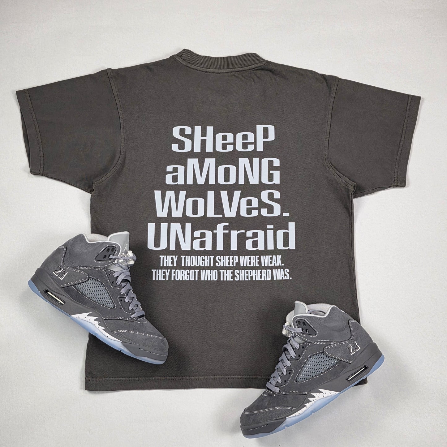 GOD x SNKRS GOT HIM UNafraid Wolf Grey Super Heavyweight Tee