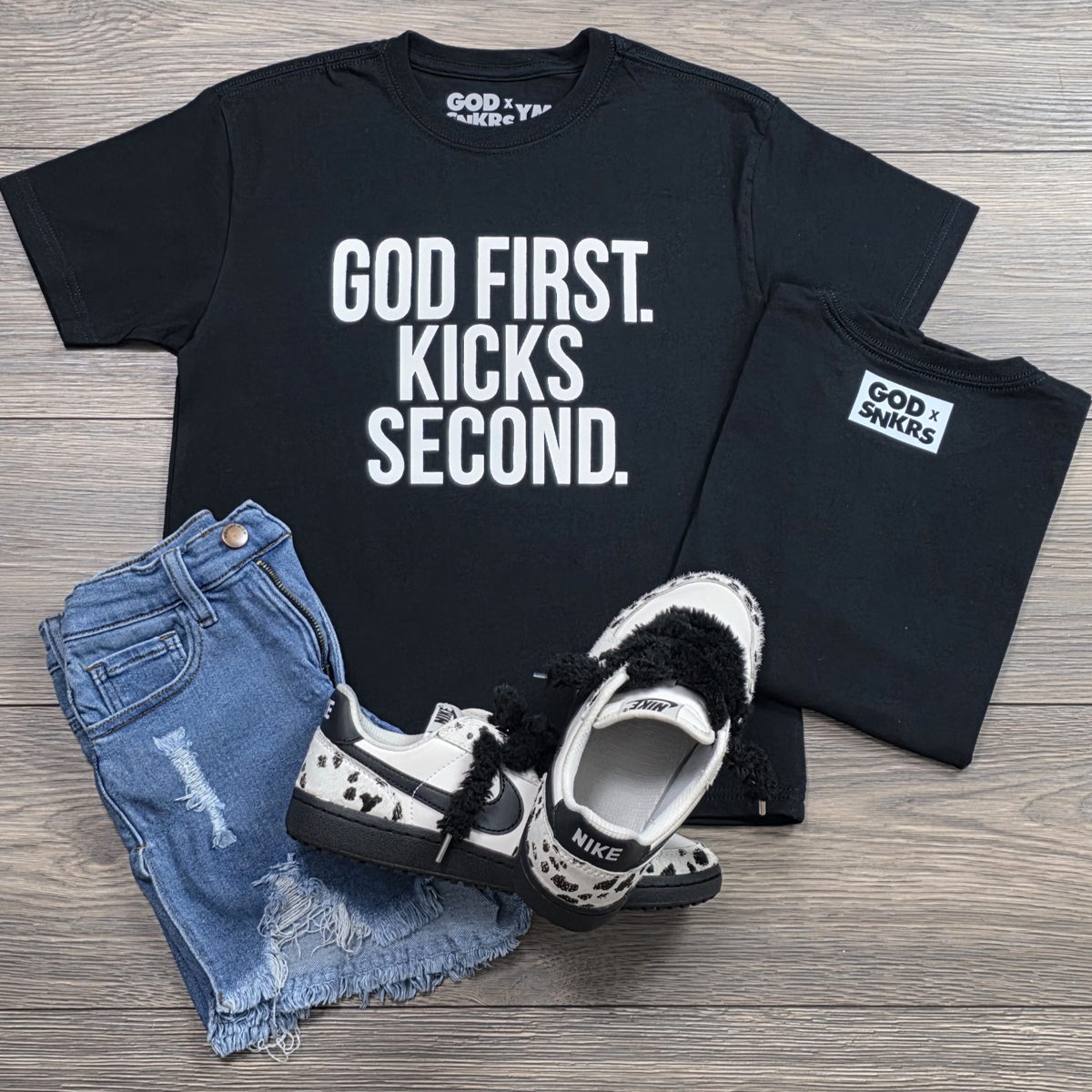 GOD FIRST. KICKS SECOND. YOUTH Heavyweight Tee