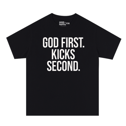 GOD FIRST. KICKS SECOND. YOUTH Heavyweight Tee