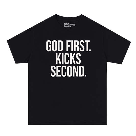 GOD FIRST. KICKS SECOND. YOUTH Heavyweight Tee