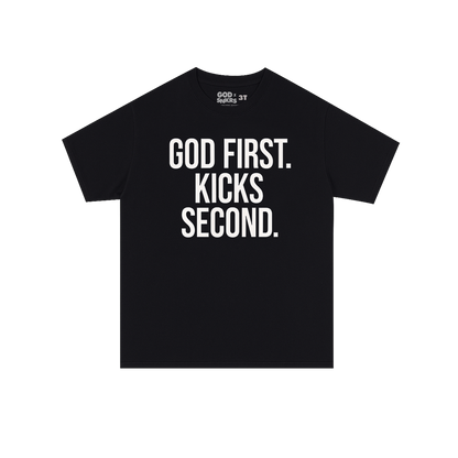 GOD FIRST. KICKS SECOND. Toddler Heavyweight Tee