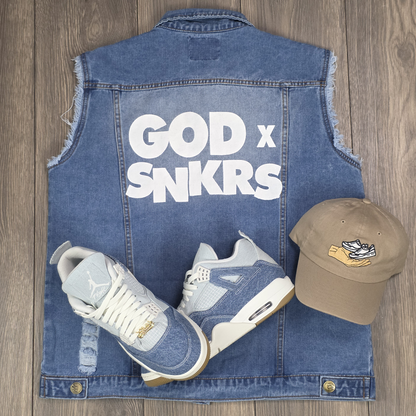 GOD x SNKRS Armor of Faith Denim Vest