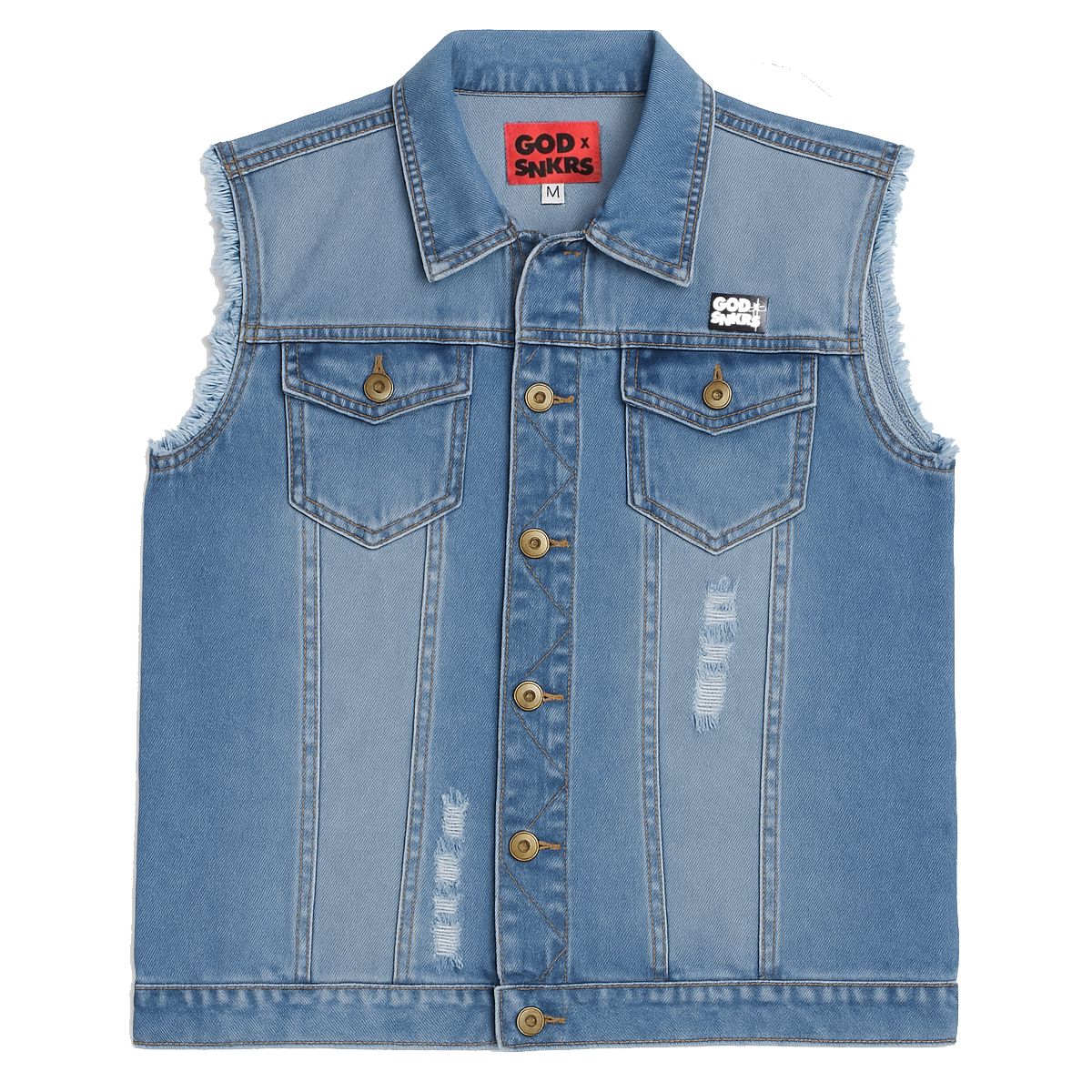 GOD x SNKRS Armor of Faith Denim Vest