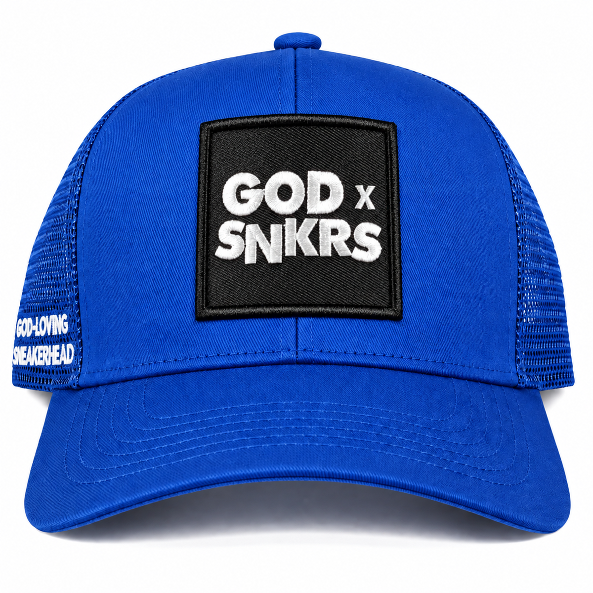 GOD x SNKRS Blue and Black Water of Life Trucker Cap