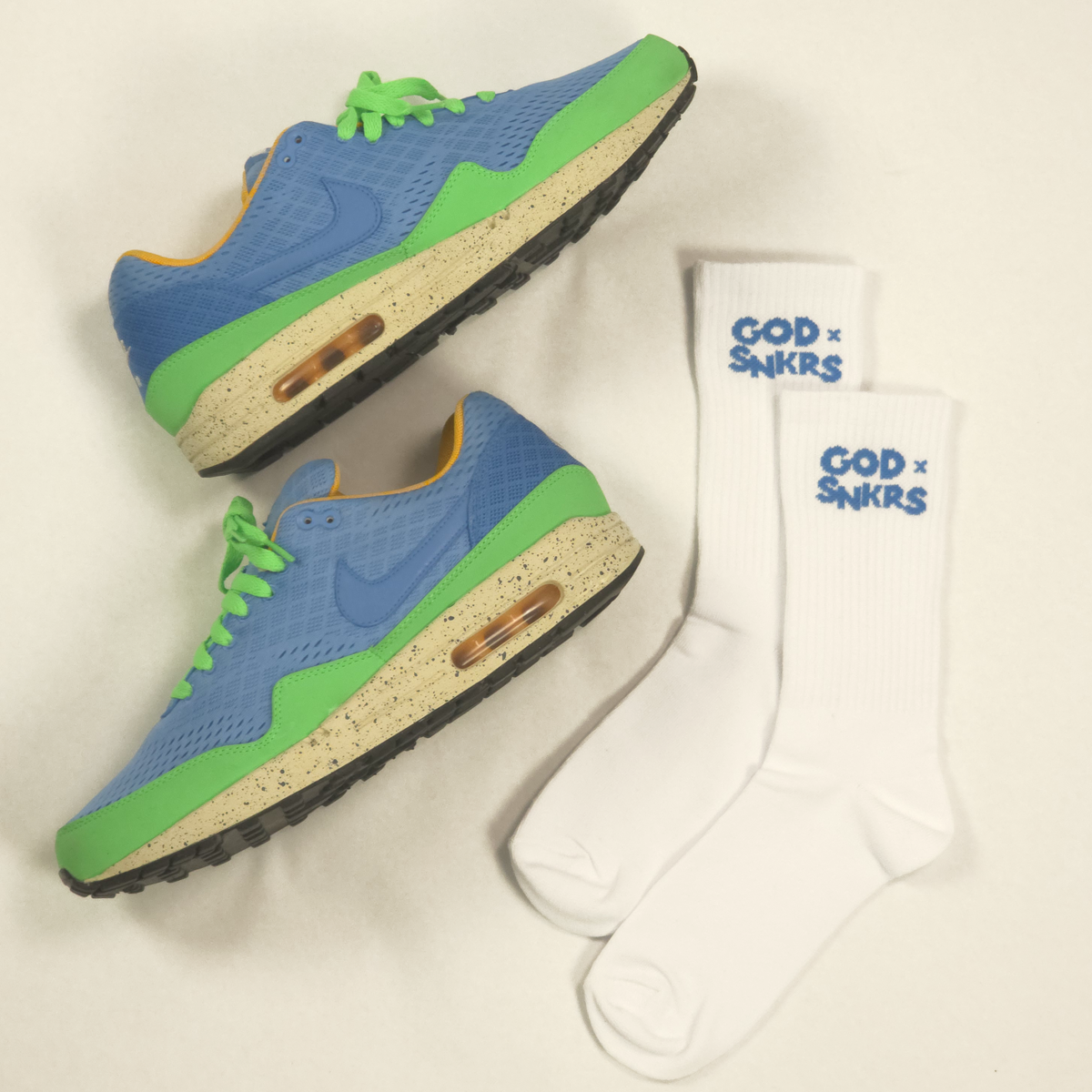 GOD x SNKRS White & Blue Firm Footing Socks