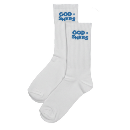 GOD x SNKRS White & Blue Firm Footing Socks