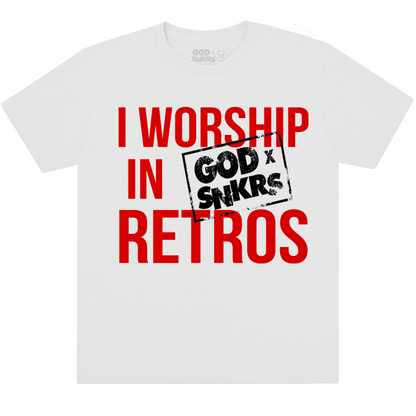 GOD x SNKRS Sueded I WORSHIP IN RETROS - Fire Red Tee
