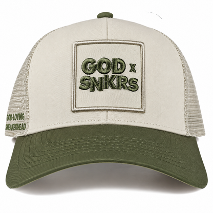 GOD x SNKRS Olive Leaf Trucker Cap