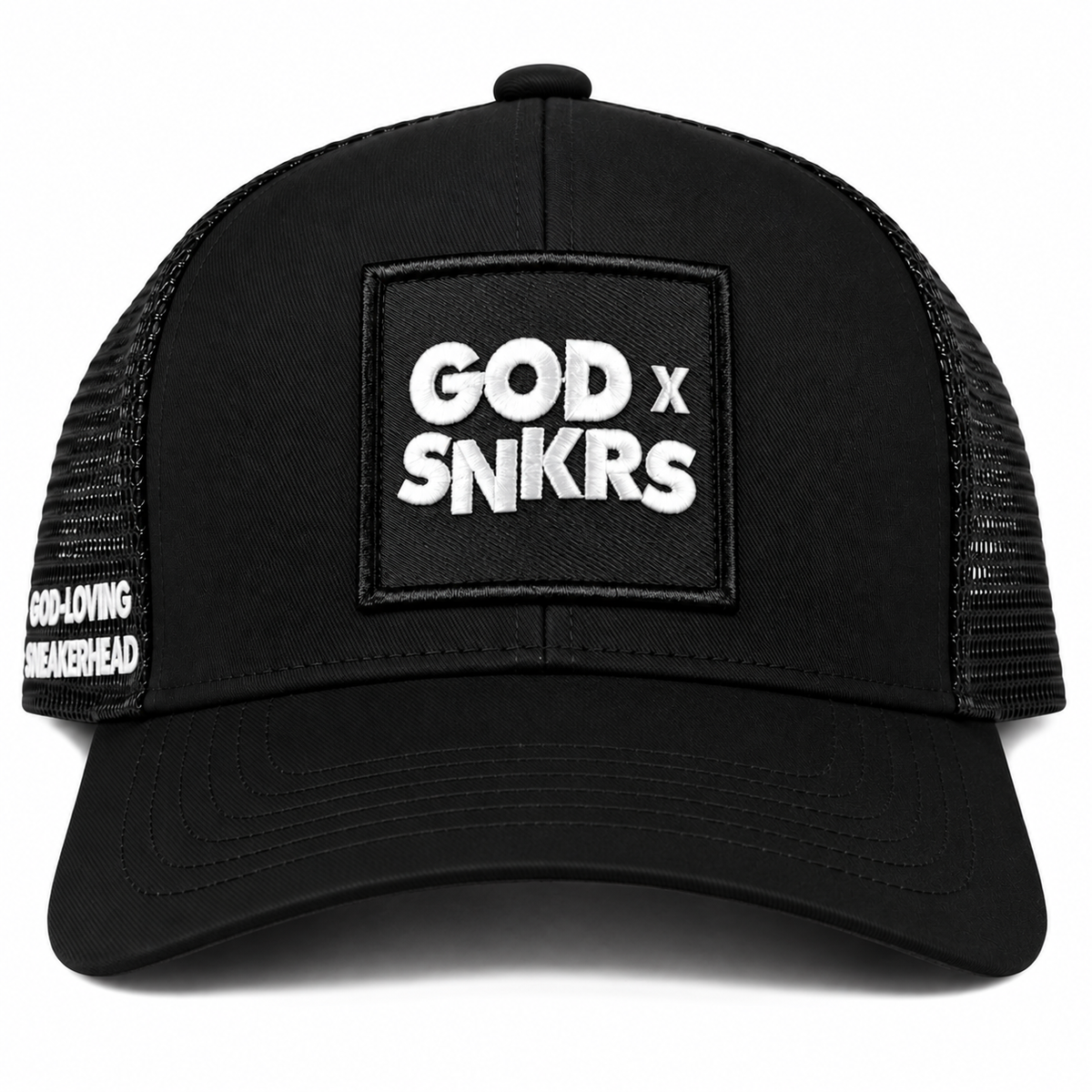 GOD x SNKRS Black on Black Crown of Glory Trucker Cap