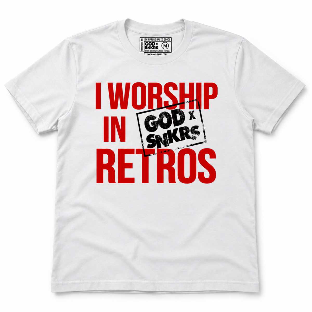 GOD x SNKRS Sueded I WORSHIP IN RETROS - Fire Red Tee