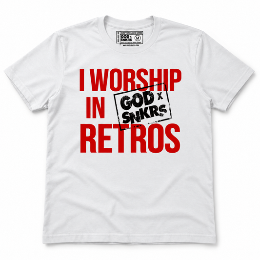 GOD x SNKRS Sueded I WORSHIP IN RETROS - Fire Red Tee