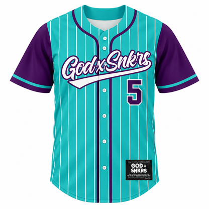 GOD x SNKRS Pin-Stripe Jersey - Grape