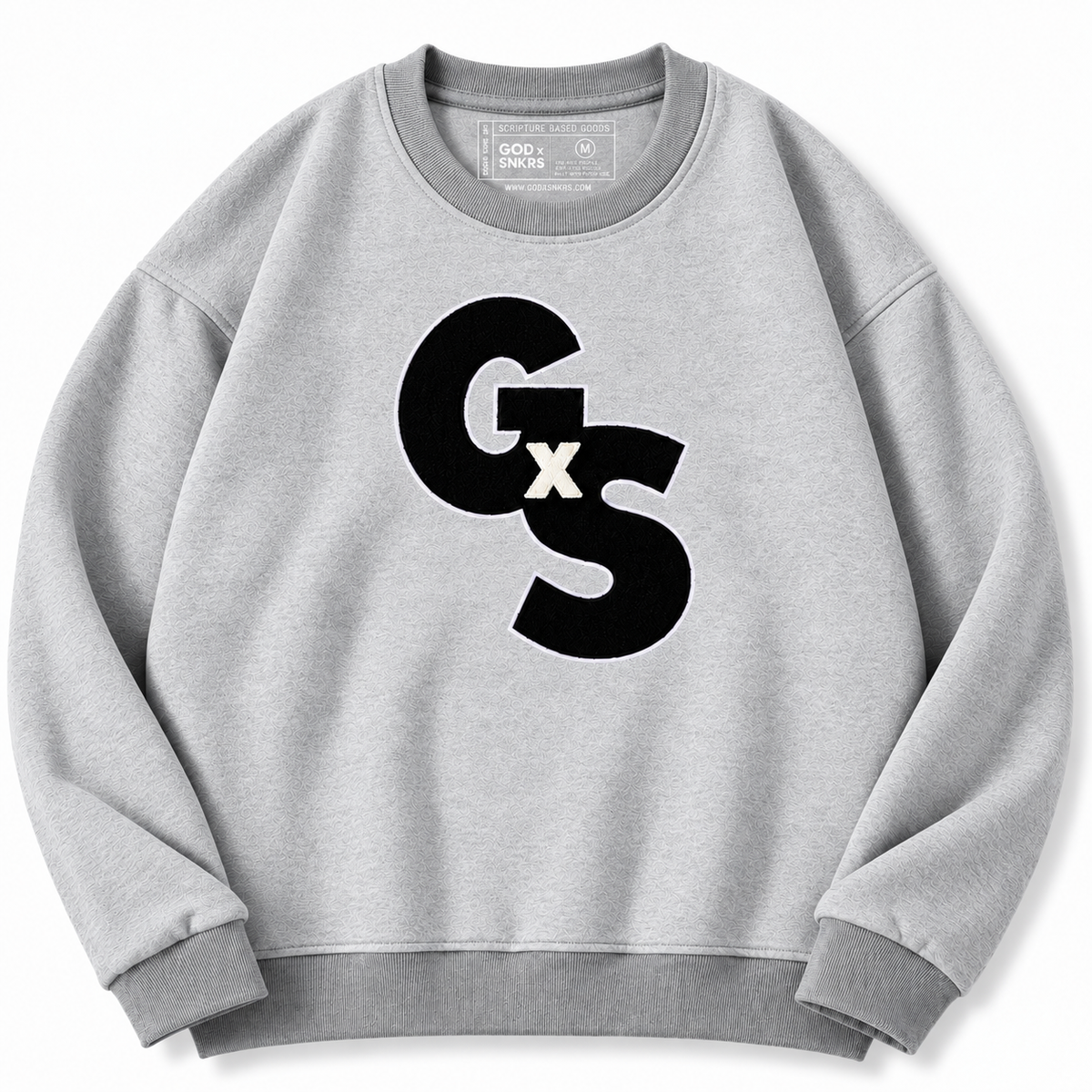 GOD x SNKRS Metallic Grey GxS Chenille Crewneck